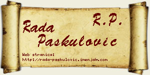 Rada Paskulović vizit kartica